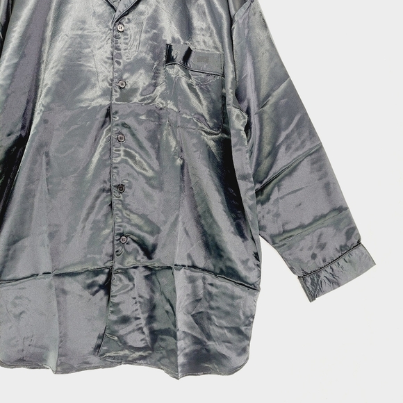 New Vintage Christian Dior Monsieur Black Satin Sleepshirt P5058 - Picture 3 of 8